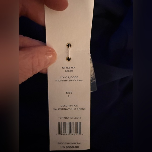 Tory Burch Valentina Tunic Dress Midnight Navy NWT Size L Sold Out - Picture 9 of 9